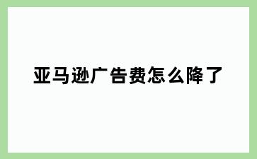亚马逊广告费怎么降了