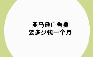 亚马逊广告费要多少钱一个月