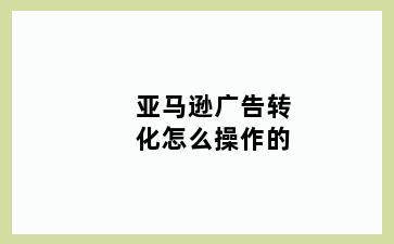 亚马逊广告转化怎么操作的