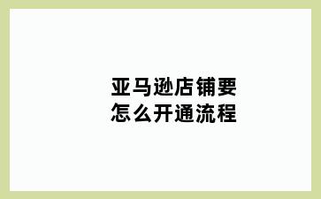 亚马逊店铺要怎么开通流程
