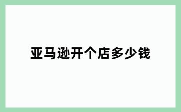 亚马逊开个店多少钱