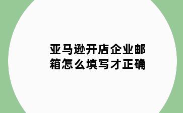 亚马逊开店企业邮箱怎么填写才正确