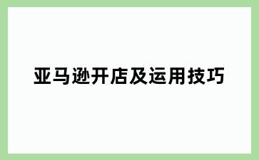 亚马逊开店及运用技巧