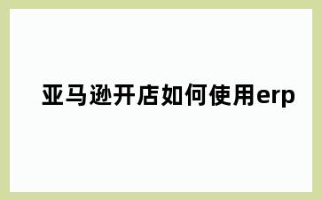 亚马逊开店如何使用erp