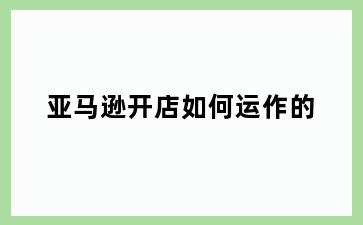 亚马逊开店如何运作的
