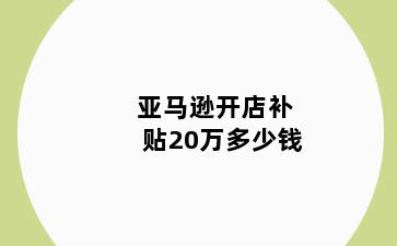 亚马逊开店补贴20万多少钱