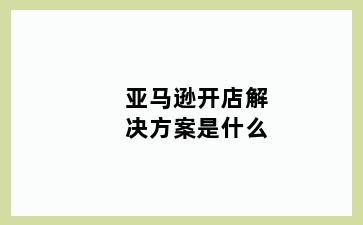 亚马逊开店解决方案是什么