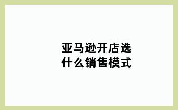亚马逊开店选什么销售模式