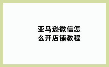 亚马逊微信怎么开店铺教程