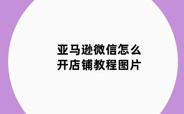 亚马逊微信怎么开店铺教程图片