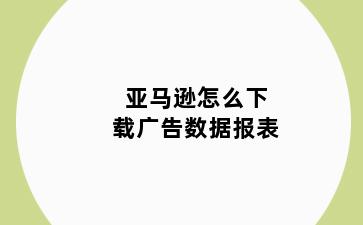 亚马逊怎么下载广告数据报表