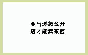 亚马逊怎么开店才能卖东西