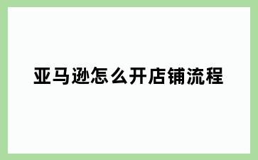 亚马逊怎么开店铺流程