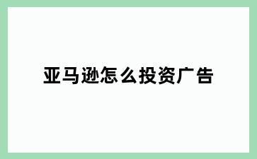 亚马逊怎么投资广告