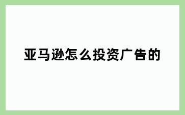 亚马逊怎么投资广告的