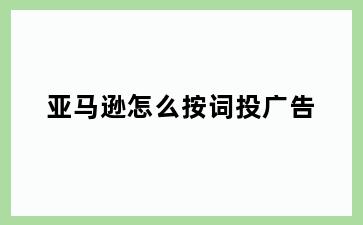 亚马逊怎么按词投广告