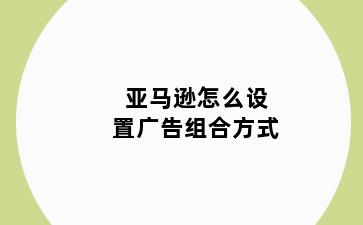 亚马逊怎么设置广告组合方式