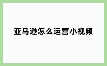 亚马逊怎么运营小视频