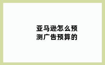 亚马逊怎么预测广告预算的