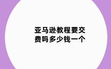 亚马逊教程要交费吗多少钱一个