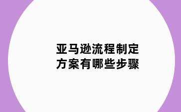 亚马逊流程制定方案有哪些步骤