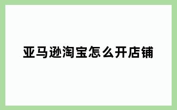 亚马逊淘宝怎么开店铺