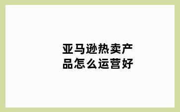 亚马逊热卖产品怎么运营好
