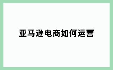 亚马逊电商如何运营