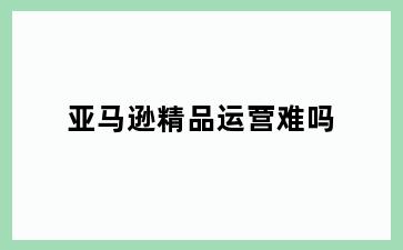 亚马逊精品运营难吗