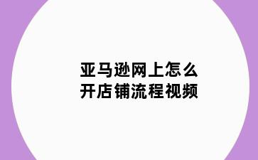 亚马逊网上怎么开店铺流程视频