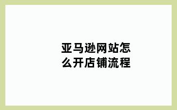 亚马逊网站怎么开店铺流程