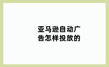 亚马逊自动广告怎样投放的