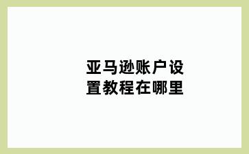 亚马逊账户设置教程在哪里