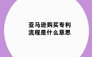 亚马逊购买专利流程是什么意思