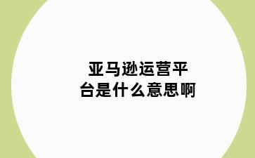 亚马逊运营平台是什么意思啊