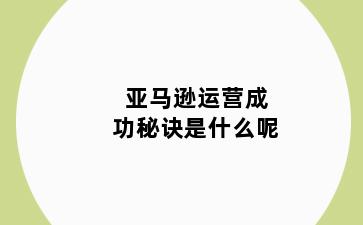 亚马逊运营成功秘诀是什么呢