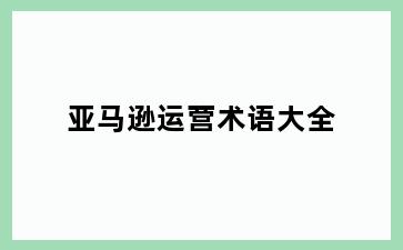 亚马逊运营术语大全