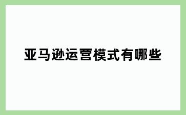 亚马逊运营模式有哪些