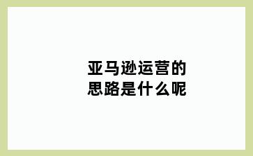 亚马逊运营的思路是什么呢