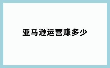 亚马逊运营赚多少