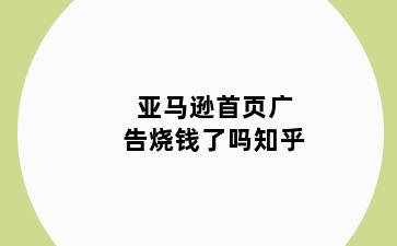 亚马逊首页广告烧钱了吗知乎