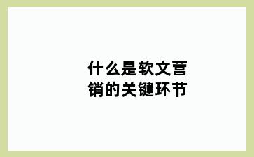 什么是软文营销的关键环节