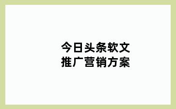 今日头条软文推广营销方案