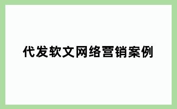 代发软文网络营销案例
