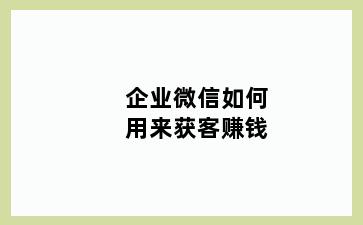 企业微信如何用来获客赚钱