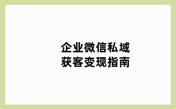 企业微信私域获客变现指南