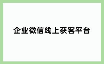 企业微信线上获客平台