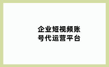 企业短视频账号代运营平台