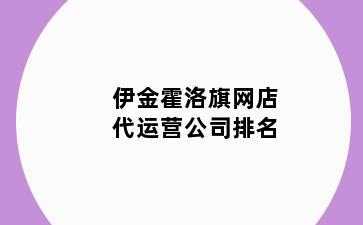 伊金霍洛旗网店代运营公司排名