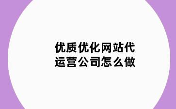优质优化网站代运营公司怎么做